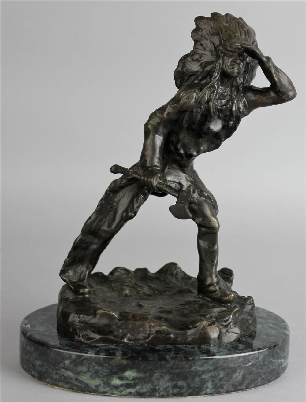 Appraisal: CARL KAUBA AUSTRIAN AMERICAN - AN INDIAN WITH AXE PATINATED