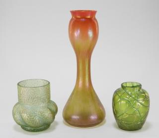 Appraisal: Czechoslovakian Iridescent Art Glass Vases CZECHOSLOVAKIA EARLY TH CENTURY A