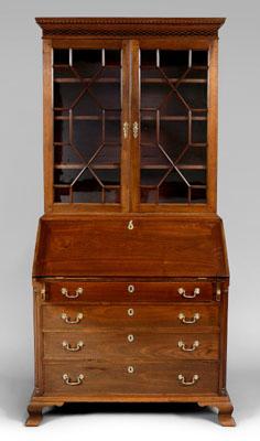 Appraisal: Important Virginia Chippendale desk and bookcase upper case with dentil