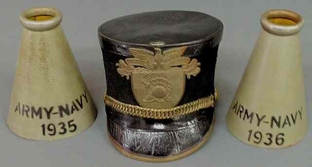 Appraisal: West Point Military Academy cadet shako brass and leather h