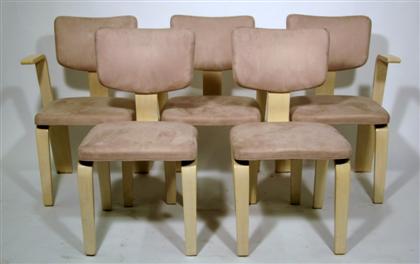 Appraisal: Set of nine Austrian cream painted bentwood chairs early th