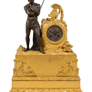 Appraisal: An Empire Gilt and Patinated Bronze Figural Mantel Clock th