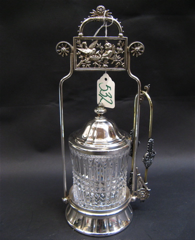 Appraisal: A MERIDEN COMPANY SILVER PLATED PICKLE CASTOR Victorian Period the