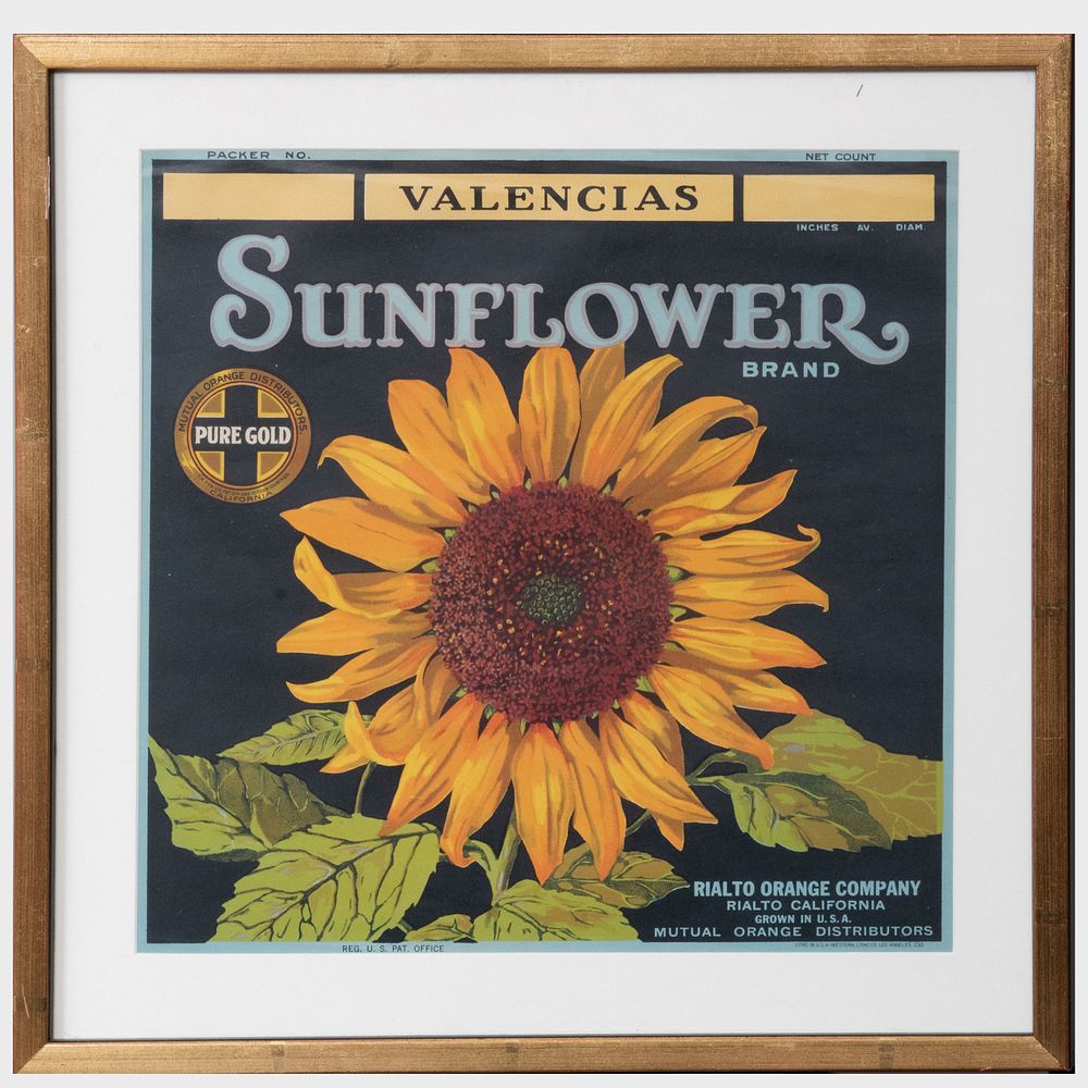 Appraisal: th Century School Sunflower Brand Offset lithograph in colors on