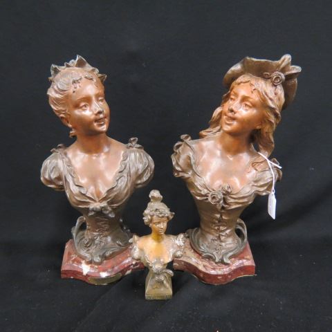 Appraisal: Art Nouveau Bronzed Busts by S Kinsburger maidens plus rouge