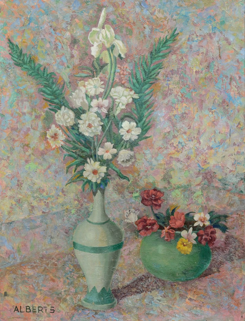 Appraisal: Alberts th Century oil on canvas Still Life with Flowers