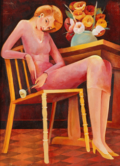 Appraisal: Bill Coleman - Lady Seated with Lillies oil on canvas