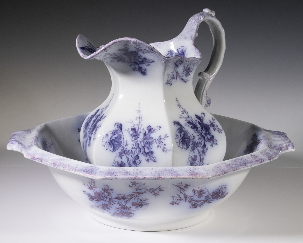 Appraisal: STAFFORDSHIRE PITCHER BOWL SET Ca Doreen Pattern Transferware Pottery Pitcher