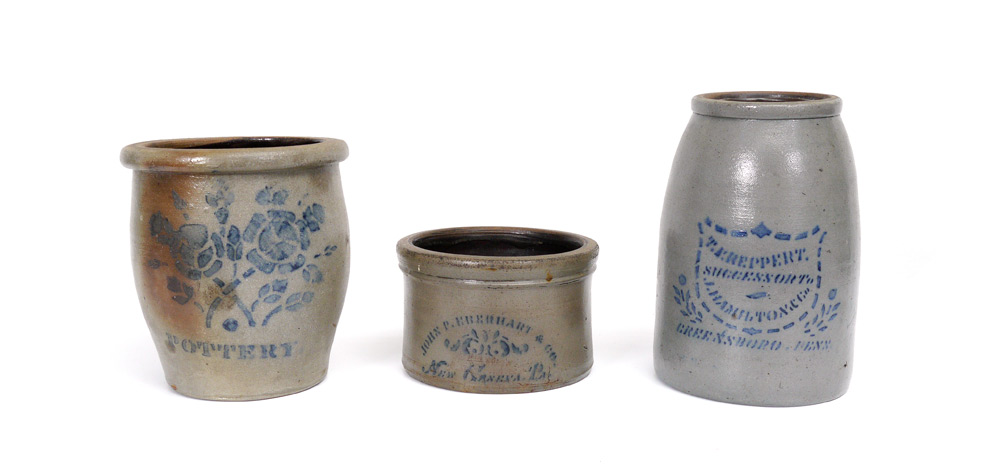 Appraisal: PIECE PENNSYLVANIA STONEWARE pieces total to include Butter churn stencil