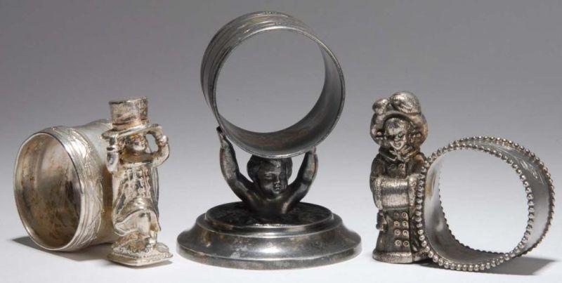 Appraisal: Lot of Figural Napkin Rings Description First is a small