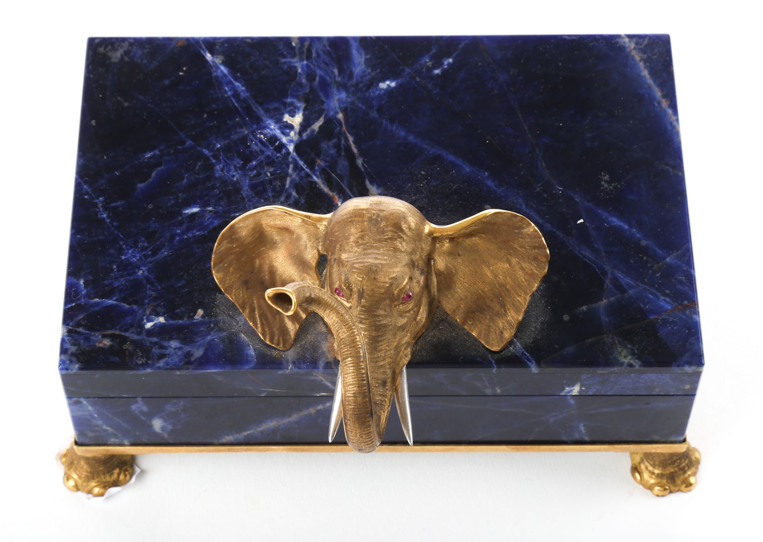 Appraisal: Continental gilt-metal lapis lazuli desk box mid- th century rectangular