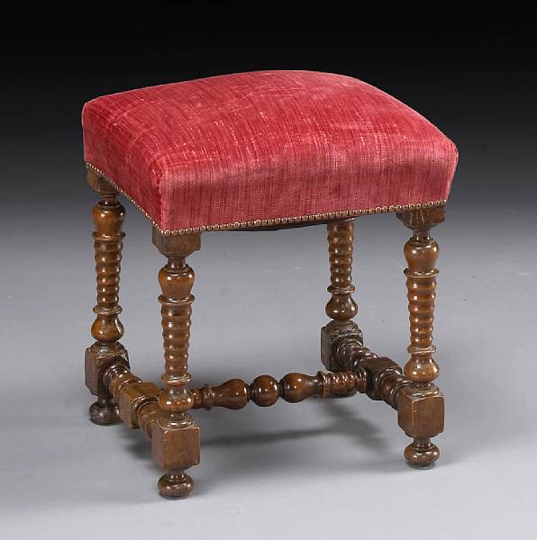 Appraisal: An Italian Baroque walnut stool late th century The rectangular