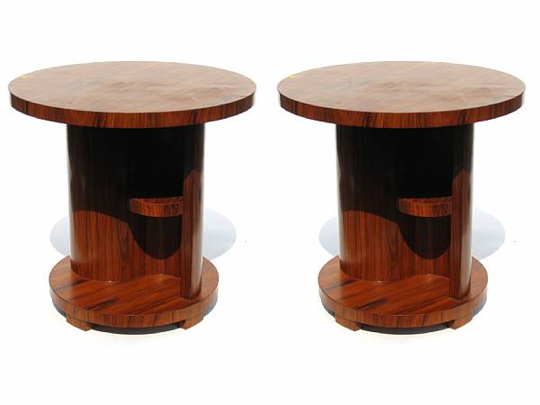 Appraisal: A pair of Art Deco style circular occasional tables height