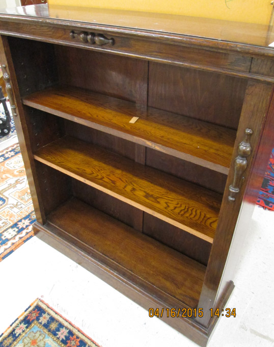 Appraisal: DARK OAK OPEN SHELF BOOKCASE English early th century H