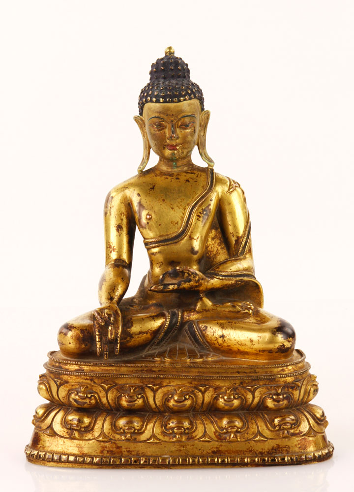 Appraisal: - Tibetan Gilt Bronze Buddha Gilt bronze figure of Buddha