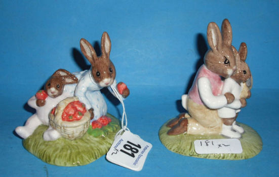 Appraisal: Royal Doulton Bunnykins Figures Tennis Strawberries DB And DB Both