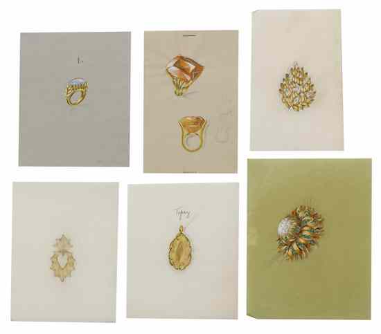 Appraisal: A Collection of Jewelry Designs attributed to Cellino consisting of