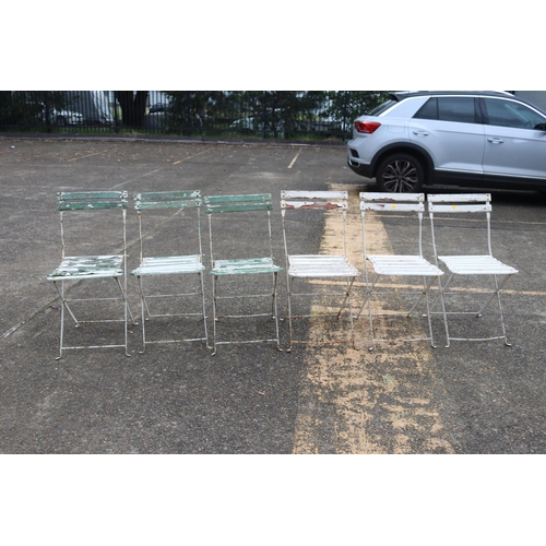 Appraisal: Set of six French folding wooden slat garden chairs