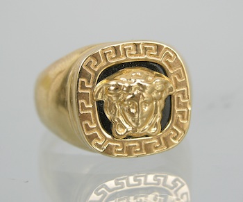 Appraisal: A Gentleman's Medusa Ring in k Gold A k yellow