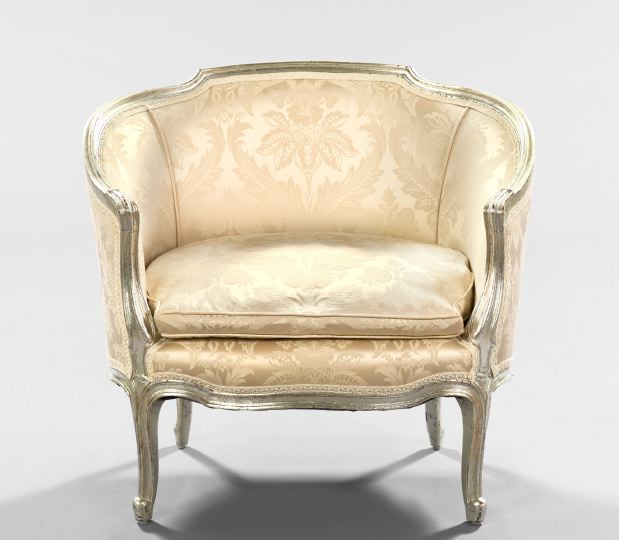 Appraisal: Louis XV-Style Argente Bergere the shaped and padded back joined