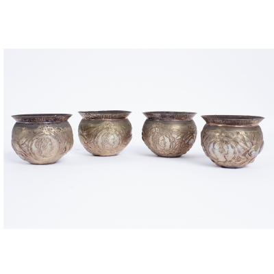 Appraisal: Four Swiss standard silver bowls Bossard circa embossed with fruit