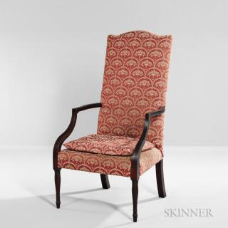 Appraisal: Inlaid Lolling Chair probably North Shore Massachusetts c serpentine crest