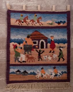 Appraisal: Lesotho South Africa Pictorial Wall Hanging Flat woven rug depicting