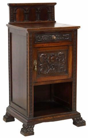 Appraisal: Spanish Renaissance Revival walnut bedside cabinet early th c raised