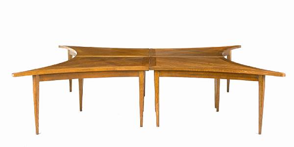 Appraisal: A modern oak four-part conference table made for the Jackson