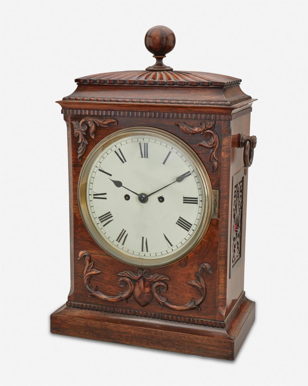 Appraisal: An English wood case clock Mid- th Century The clock