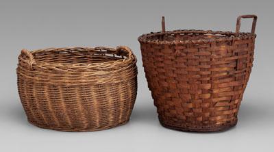 Appraisal: Willow oak split baskets oak split basket with tapered body