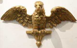 Appraisal: Gilt decorated wood eagle on shelf early th century wing