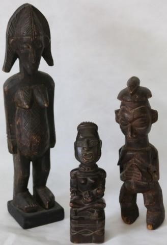 Appraisal: EARLY CARVED AFRICAN FIGURES WITH BODYSCARIFICATION FEMALE FIGURE FEMALE FIGURE