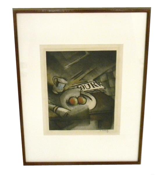 Appraisal: A Batisti th C c untitled aquatint depicting still life