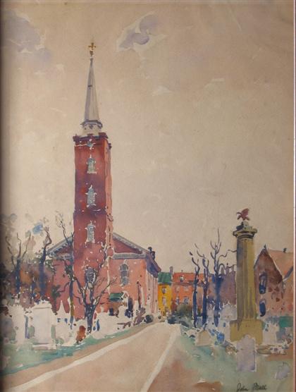 Appraisal: JOHN DULL american - ST PETERS CHURCHYARD Signed watercolor x