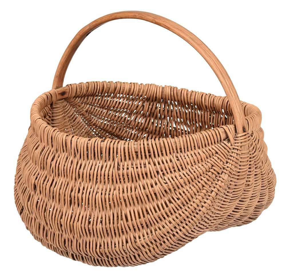 Appraisal: American Buttocks Basket th th century ribbed construction single arched