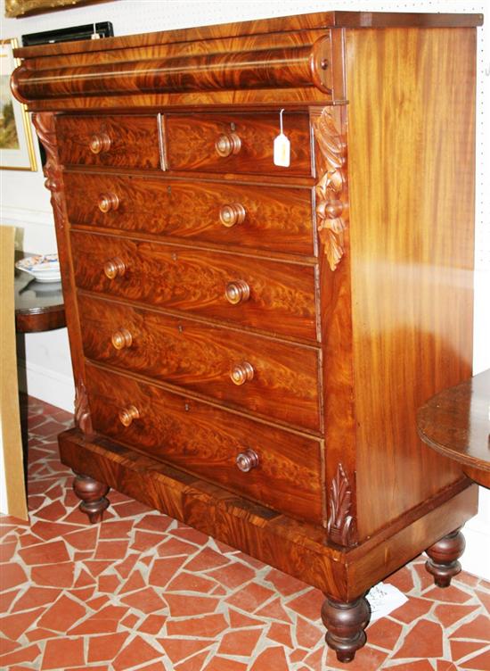 Appraisal: Scottish carved mahogany chest of drawers last quarter th century