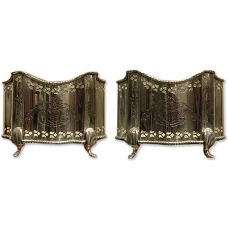 Appraisal: Pair of Georgian Style Silver Plated Pierced Jardinieres Estimate -