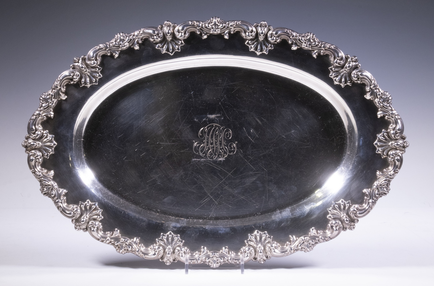 Appraisal: J E CALDWELL CO STERLING TRAY Vintage Oval Sterling Silver