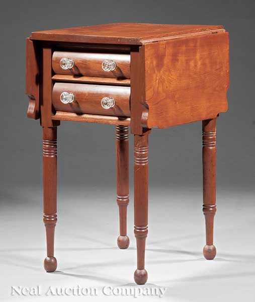 Appraisal: An American Classical Cherrywood Work Table early th c drop-leaf