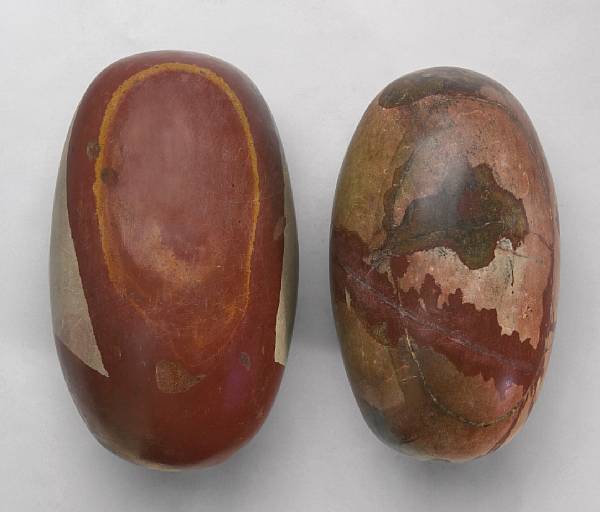 Appraisal: Two Shiva Lingam Stones India Two Shiva Lingam stones display