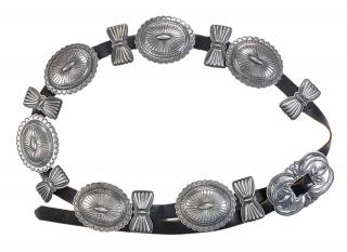 Appraisal: Henry Morgan Silver Concho Belt with stamped and shaped central