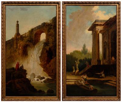 Appraisal: Pair paintings classical scenes follower of H Robert both unsigned