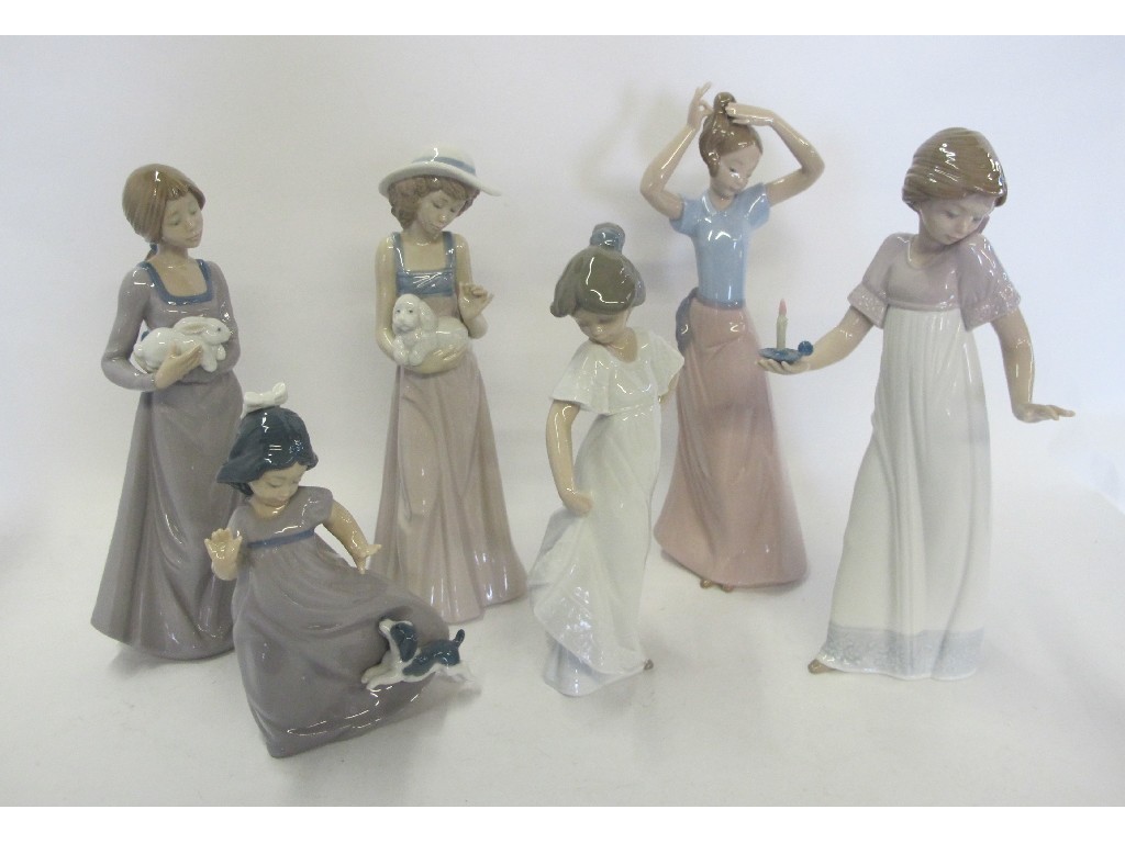 Appraisal: Six Nao figures of girls