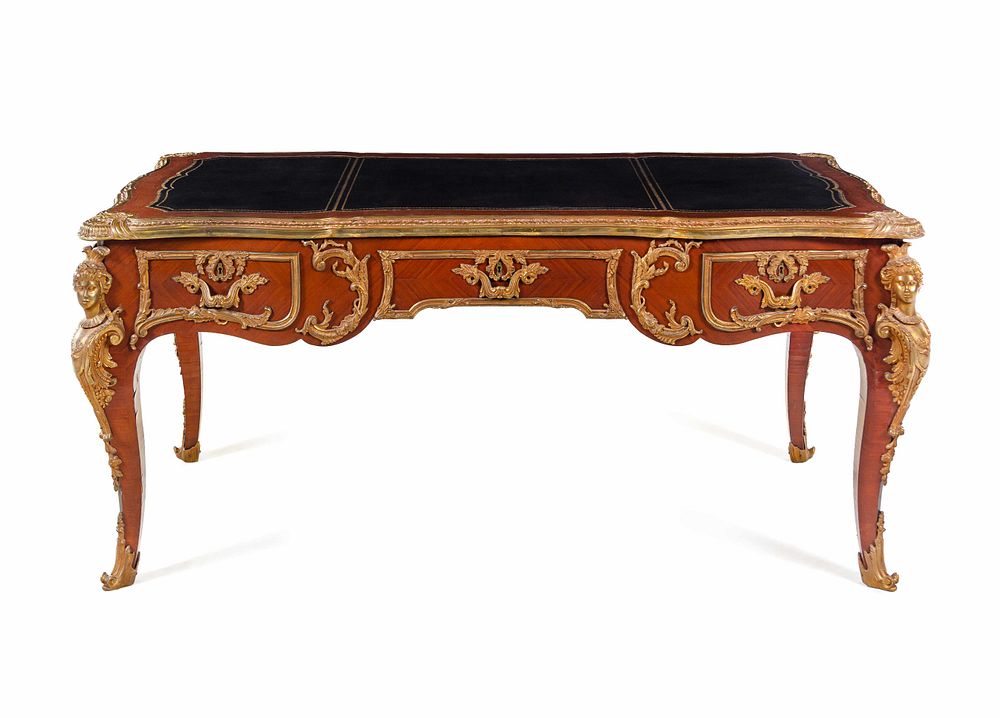 Appraisal: A Louis XV Style Gilt Bronze Mounted Mahogany Bureau Plat