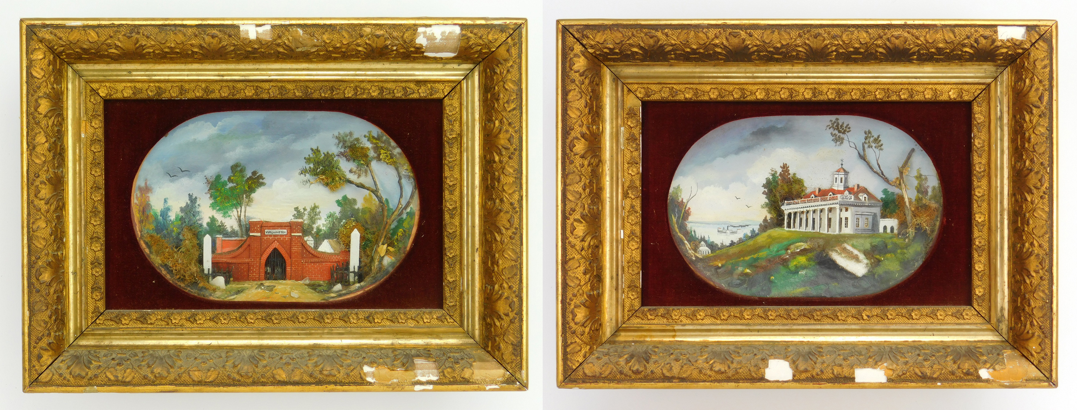 Appraisal: Pair of th c Victorian diorama's of Washington's Entrance and