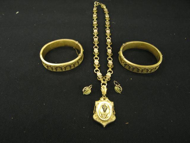 Appraisal: Victorian Gold Filled Suite pair of bracelets earrings pendant with