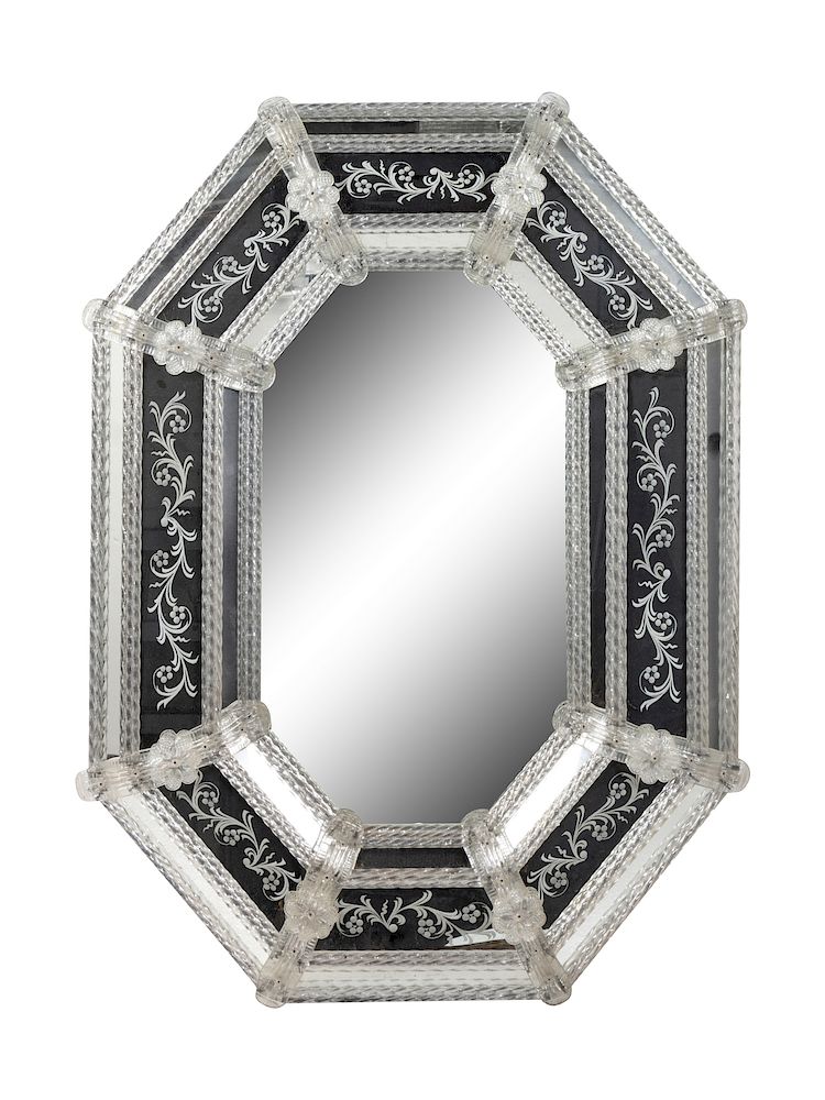 Appraisal: A Venetian Etched Glass Mirror A Venetian Etched Glass Mirror