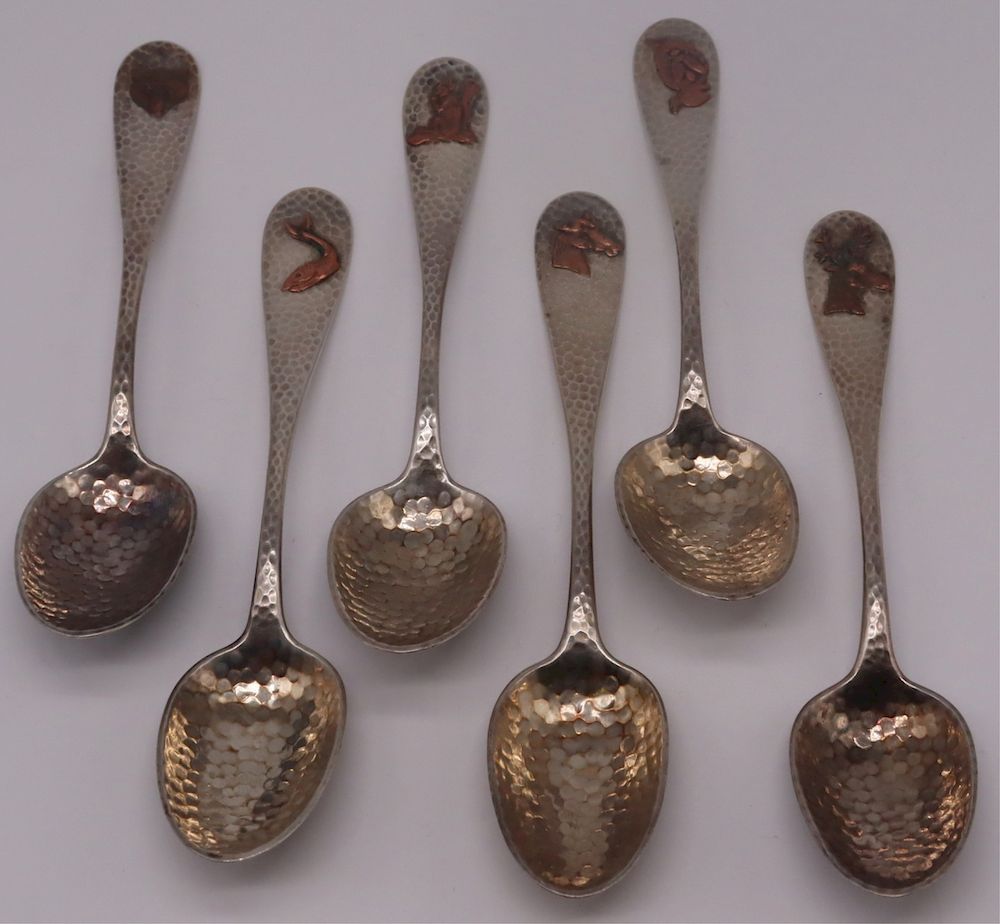 Appraisal: STERLING American Sterling and Mixed Metal Demitasse Spoons Monogrammed American