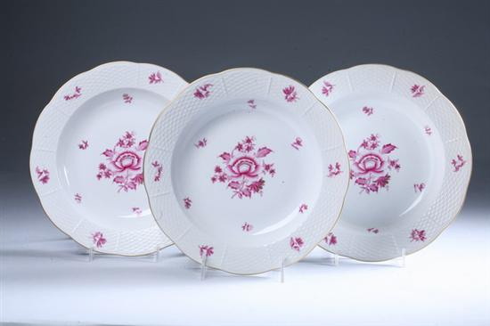 Appraisal: TWELVE HEREND PORCELAIN SOUP PLATES Nanking Bouquet - pink pattern